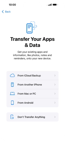 You can transfer content from an Android phone when your phone is activated for the first time and after a factory reset. When this screen is displayed, your phone is ready to transfer content from an Android phone.