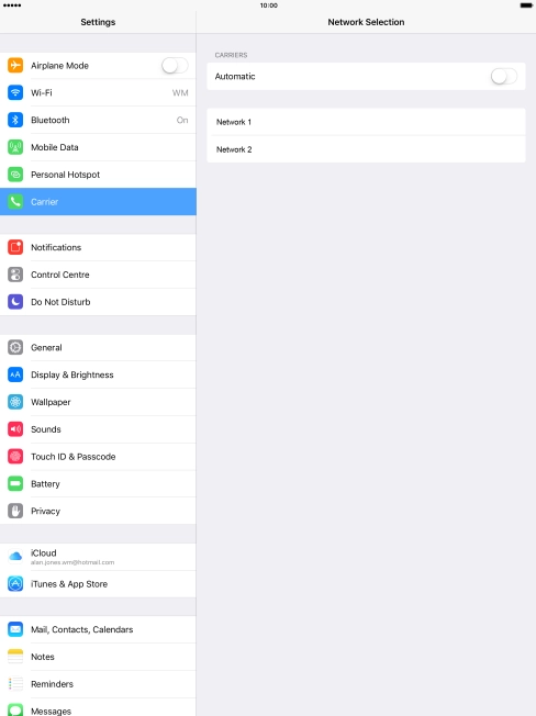 If you turn off the function, press the required network.