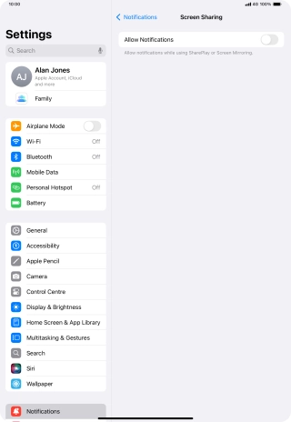 Press the indicator next to 