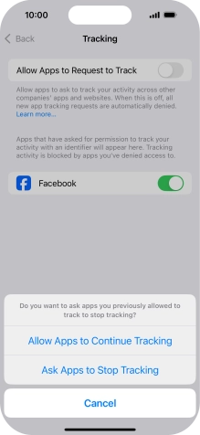 If you turn off the function, press the required setting.