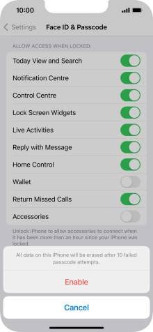 If you turn on the function, press Enable.