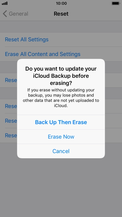 Press the required setting.
