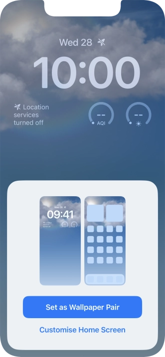 To use the same colour theme on the home screen, press Set as Wallpaper Pair.