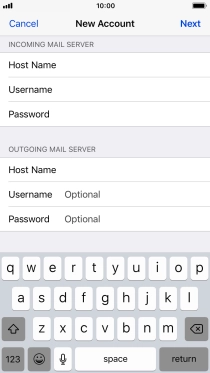 Press Username and key in the username for your email account. Please note that if you're using Vodafone's outgoing server, leave the username field empty.
