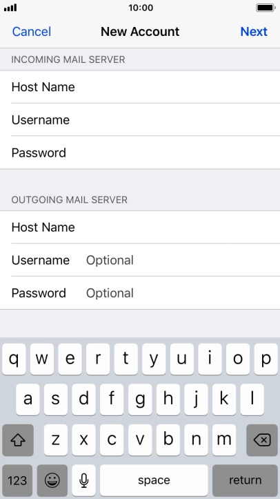 Press Username and key in the username for your email account. Please note that if you're using Vodafone's outgoing server, leave the username field empty.