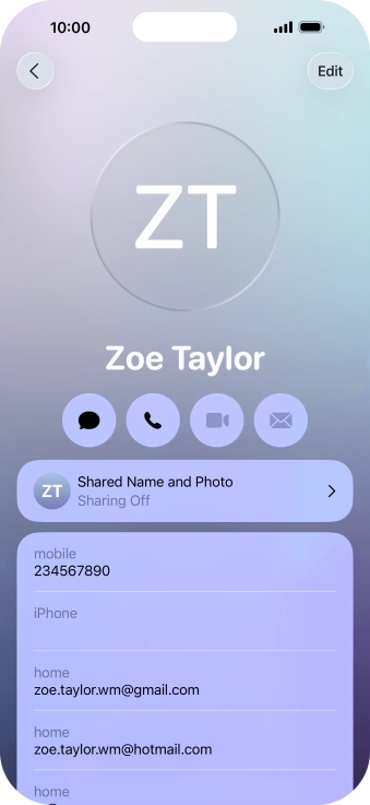 Press Shared Name and Photo.