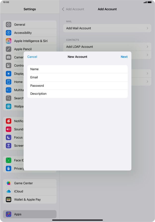Press Description and key in the required name.