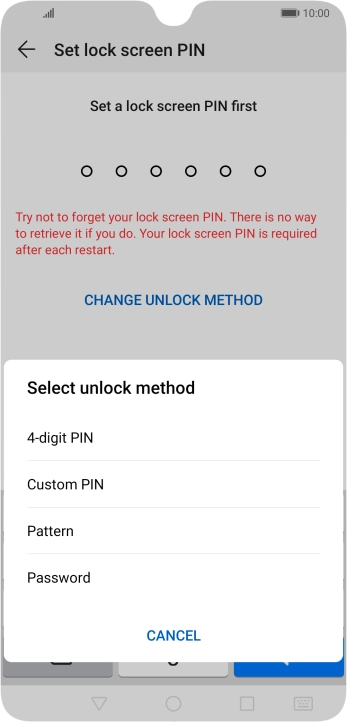 Press the required phone lock code and follow the instructions on the screen to create an additional phone lock code.