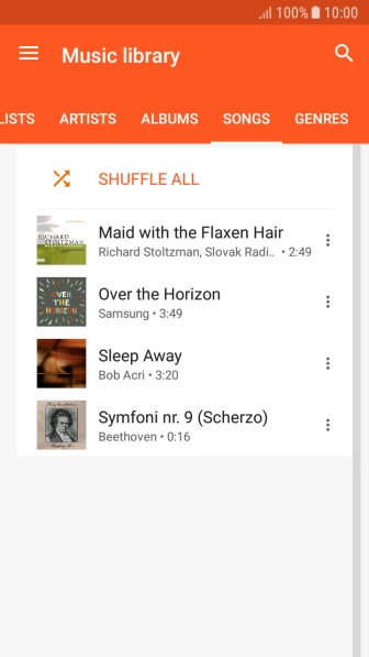 Press the required audio file.