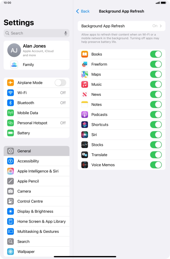 Press Background App Refresh.