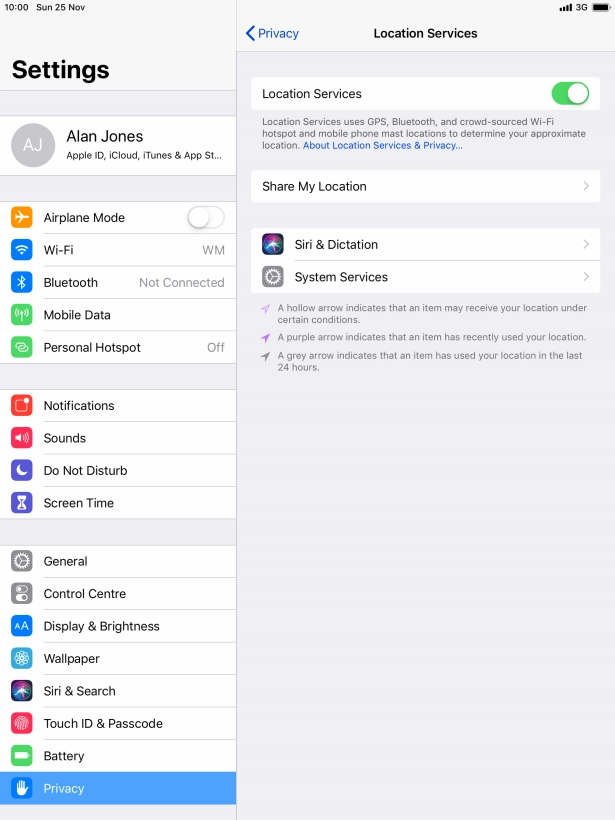 Press the required application.