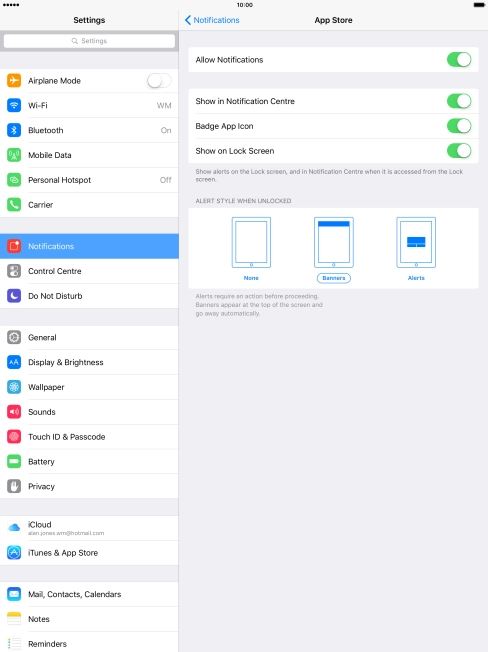 Press the indicator next to 