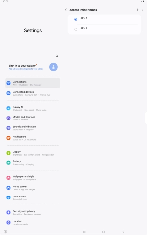 Press the field next to the data connection to activate it.