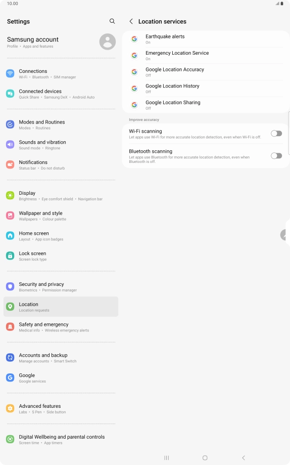 Press Google Location Accuracy.