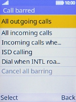 Select the required barring type.