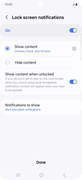 Press the required settings to turn them on or off.