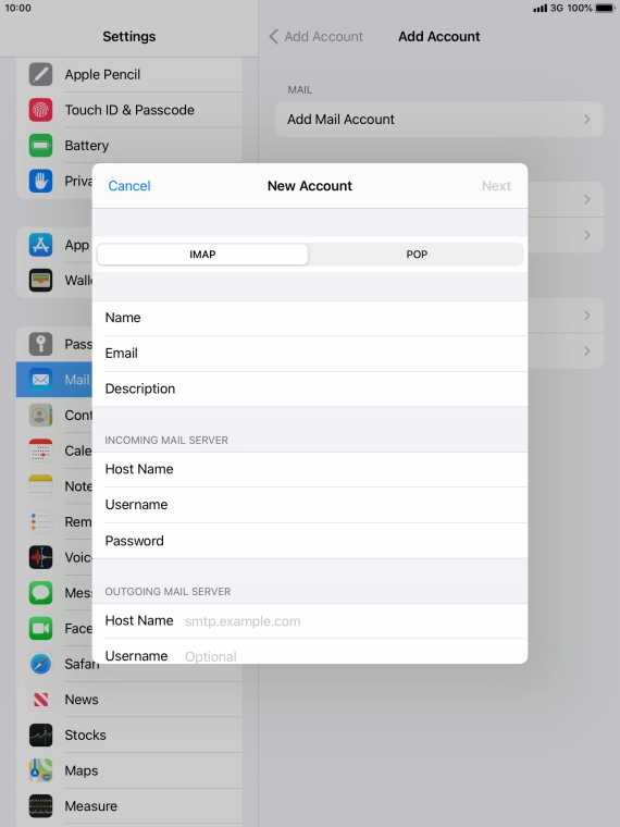 Press Host Name and key in the name of your email provider's outgoing server. Please note that if you can't send email messages when using your email provider's outgoing server, key in smtp.vodafone.net.au (Vodafone's outgoing server).