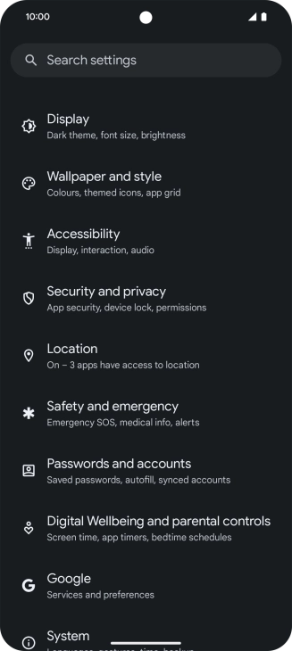 Press Passwords and accounts.