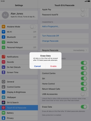 If you turn on the function, press Enable.