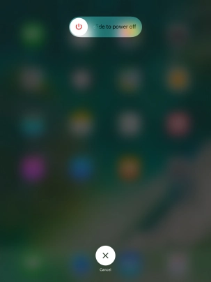 Press and drag the power off icon right.