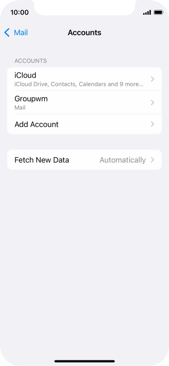 Press the name of the email account you've just set up.