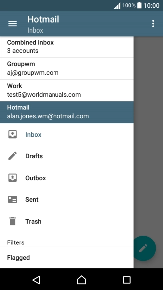 Press the required email account.