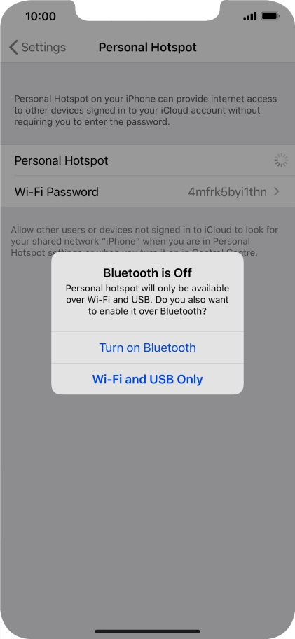 If Wi-Fi is turned on, press Wi-Fi and USB Only.