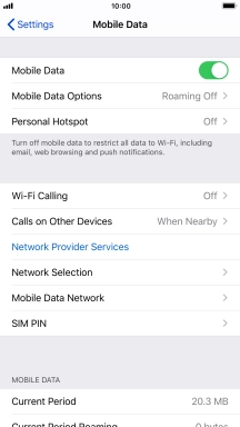 Press Mobile Data Options.