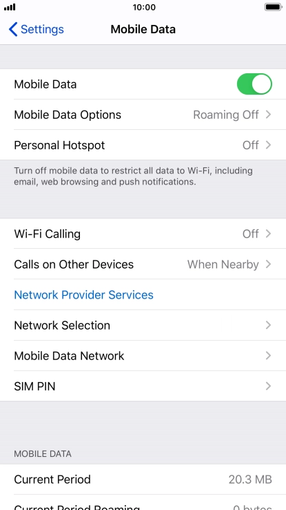 Press Mobile Data Options.