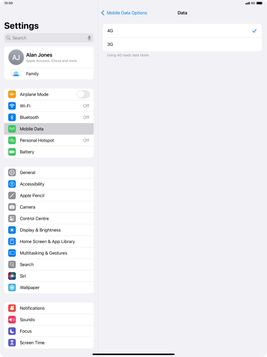 Press the required setting.