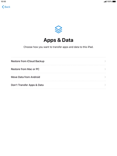 Press Don't Transfer Apps & Data and follow the instructions on the screen to finish the activation.