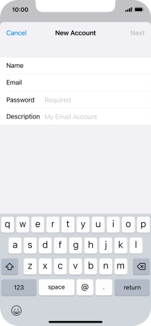 Press Password and key in the password for your email account.