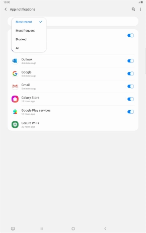 Press the required setting.