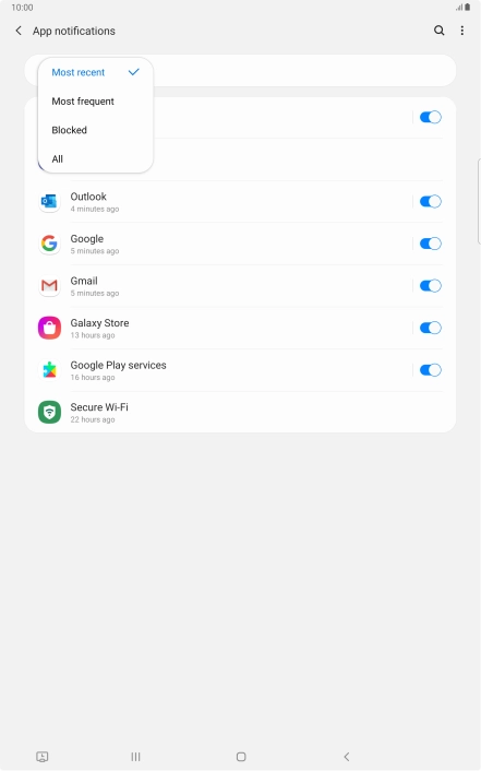 Press the required setting.