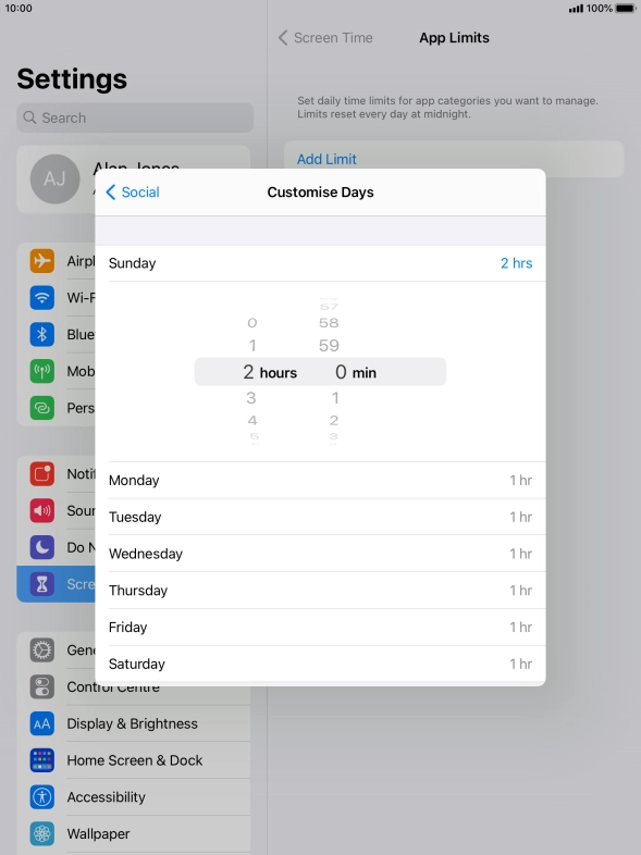 Select the required period.