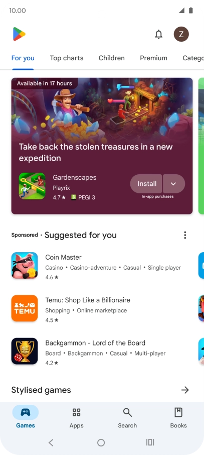 Press the profile icon.