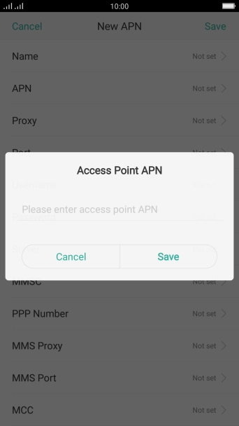 Key in live.vodafone.com and press Save.