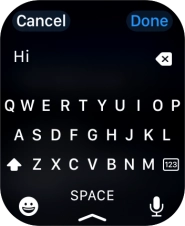 Press the microphone icon and record the message.