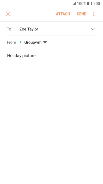 Press the text input field and write the text for your email message.