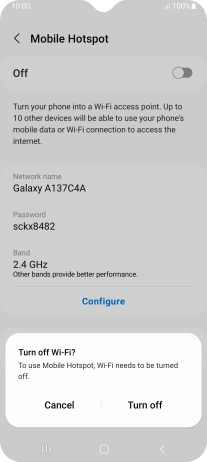 If Wi-Fi is turned on, press Turn off.