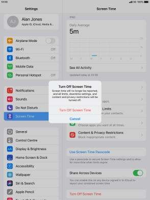 Press Turn Off Screen Time.
