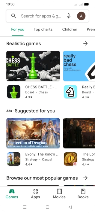 Press the search field.