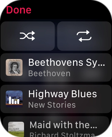 Press the shuffle icon to turn the function on or off.