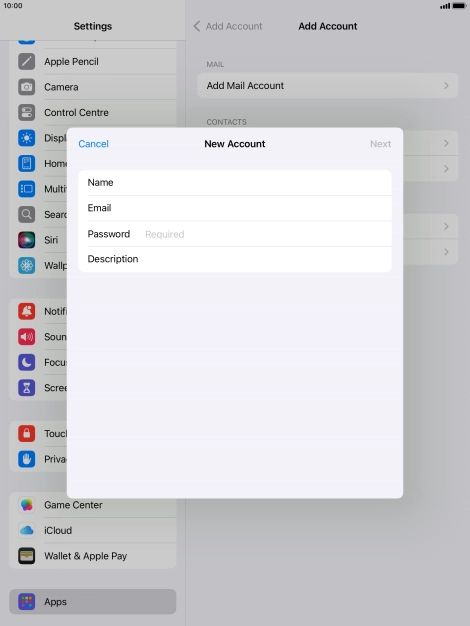 Press Password and key in the password for your email account.