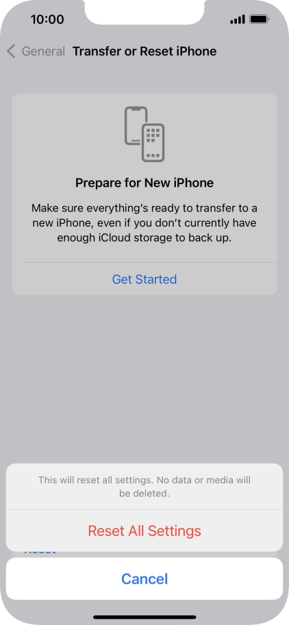 Press Reset All Settings.