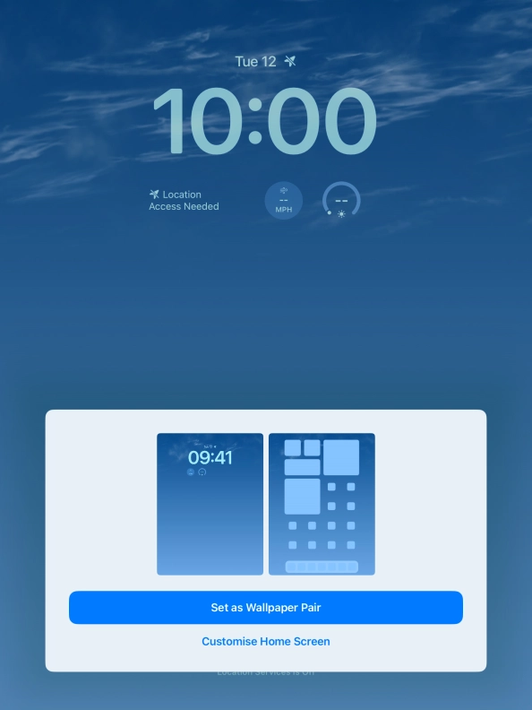 To use the same colour theme on the home screen, press Set as Wallpaper Pair.
