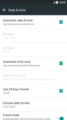 Press Automatic date & time to turn on the function.