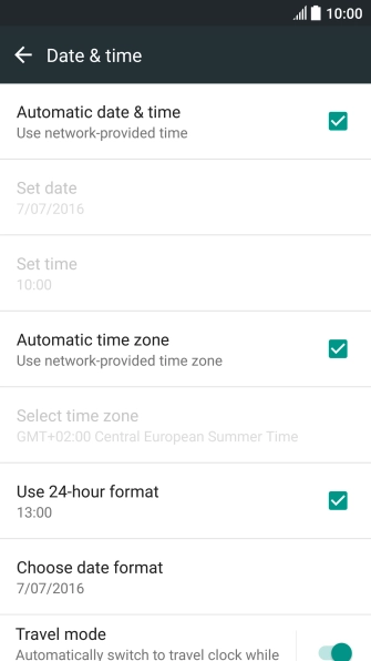 Press Automatic date & time to turn on the function.
