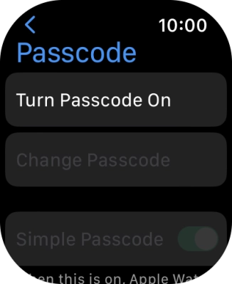 Press Turn Passcode On and key in a lock code of your own choice twice.