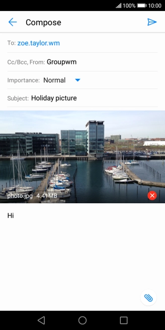 Press the send icon when you've finished your email message.